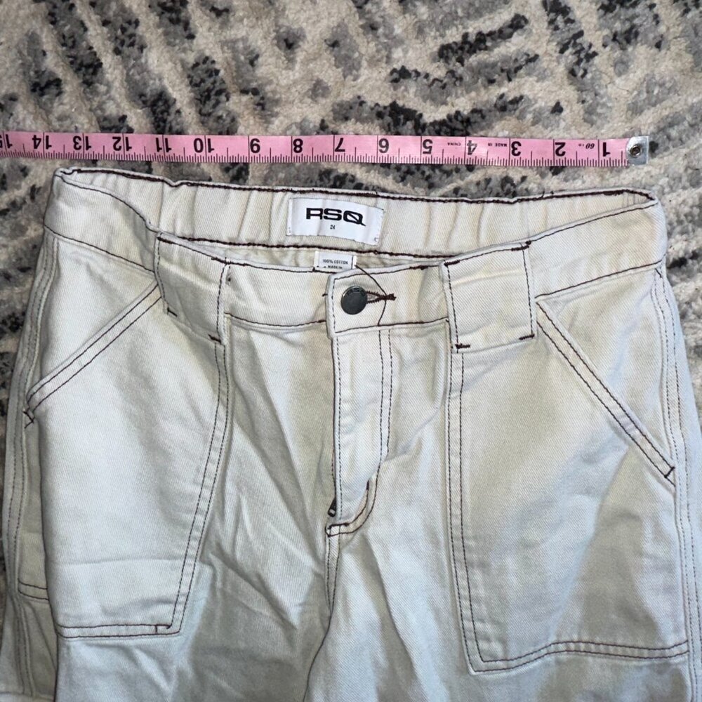 RSQ Women's Size 24 Off White Baggy Cargo pants High Rise Wide Leg - Picture 5 of 10